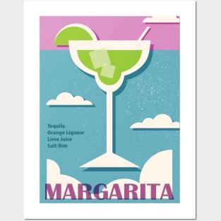 Cocktail Margarita recipe, Retro 70s, Aesthetic art, Vintage poster, Exhibition print, Mid century Posters and Art